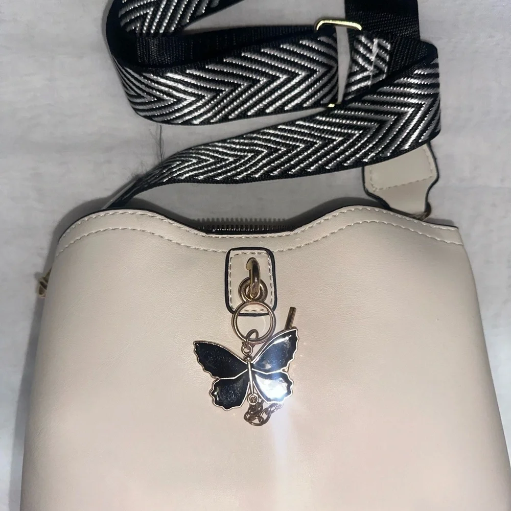 Chic Cream Butterfly Crossbody Bag